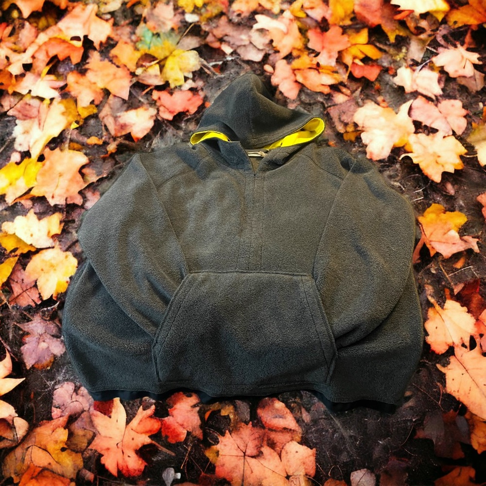elisabeth by liz claiborne Pullover Hoodie Jacket Grey And Yellow 1XL Half Zip